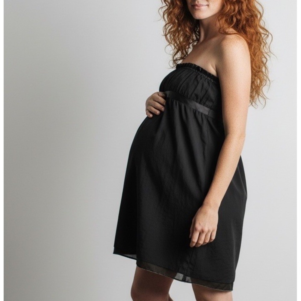 ❤️ NWT Womens XS Maternity Liz Lange Black Strapless Party Cocktail Dress